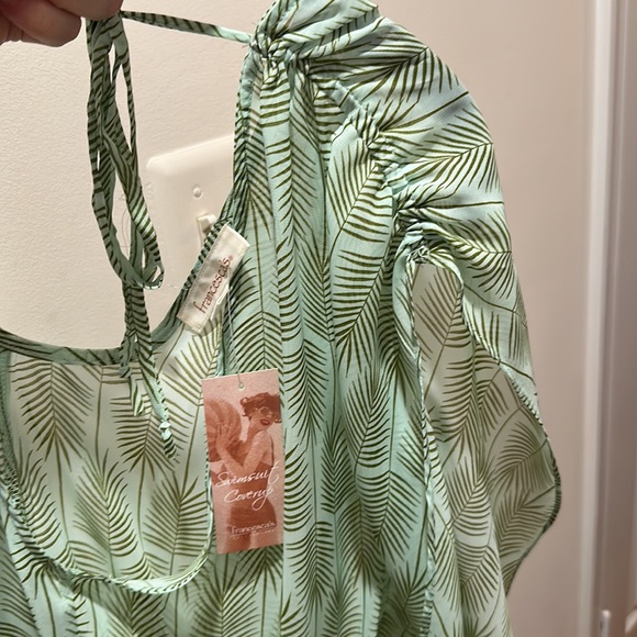 Chiffon beach coverup, sheer back tie romper - Picture 2 of 3